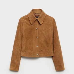 Mango Suede Leather Jacket - Medium Brown - Large - New without tags